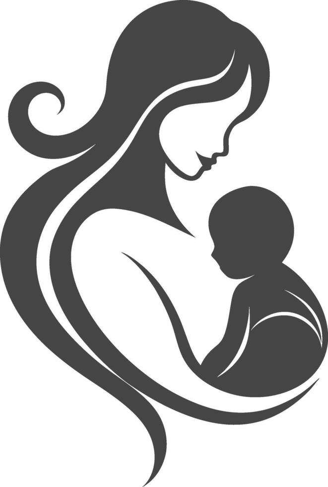 Motherly Love Silhouette with Baby vector