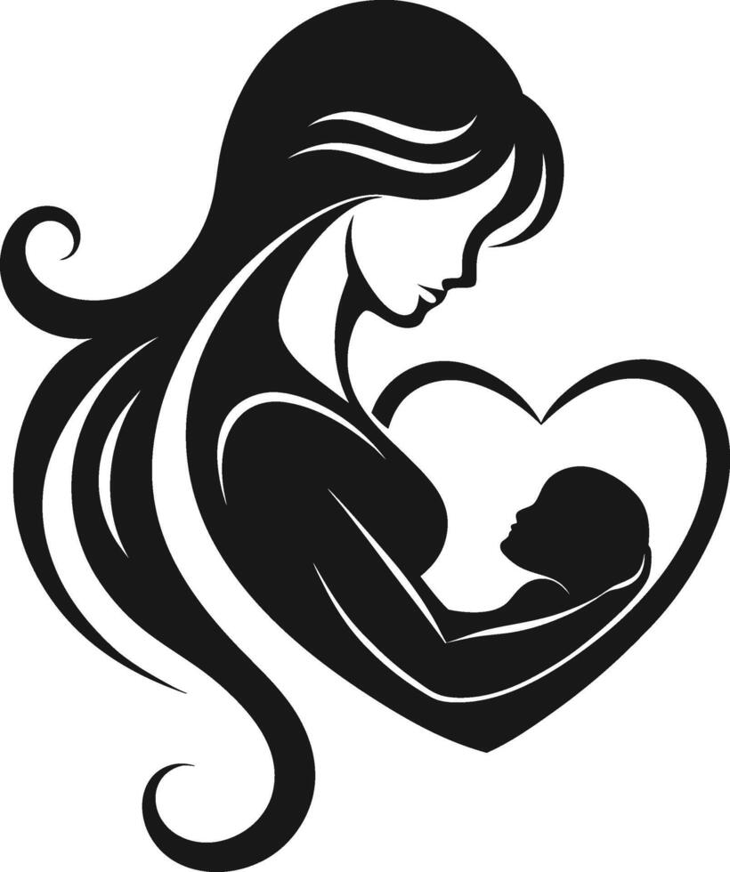 Mother and Baby in Silhouette with Love vector