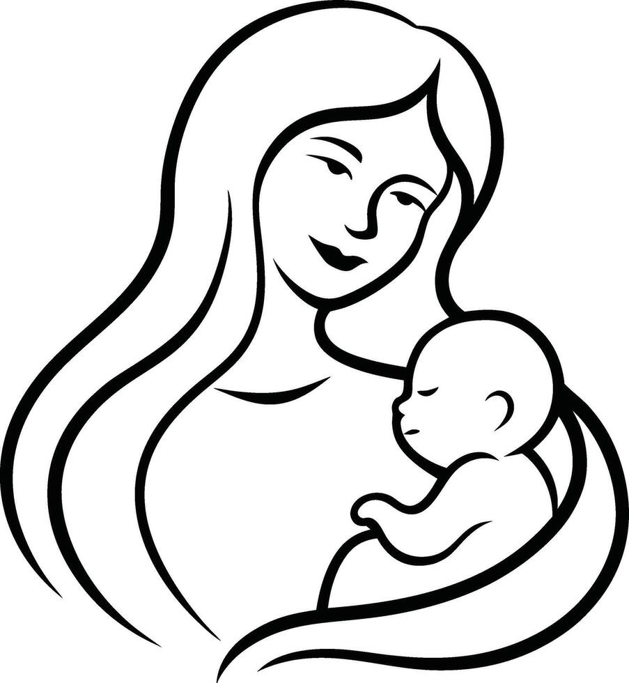Minimalist Mother and Baby Silhouette vector
