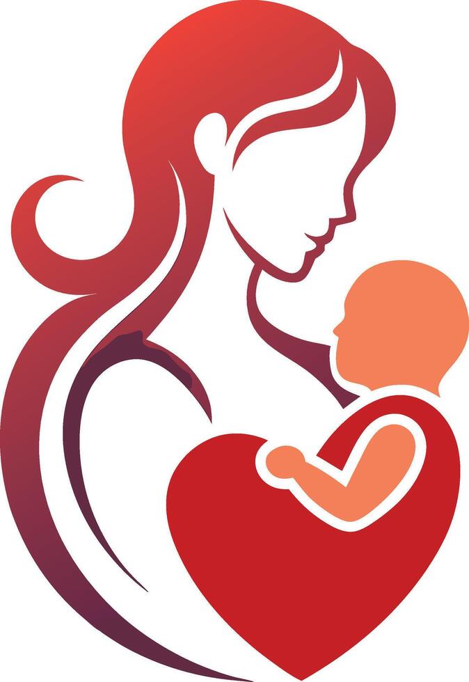 Silhouette of Mother's Tender Love vector