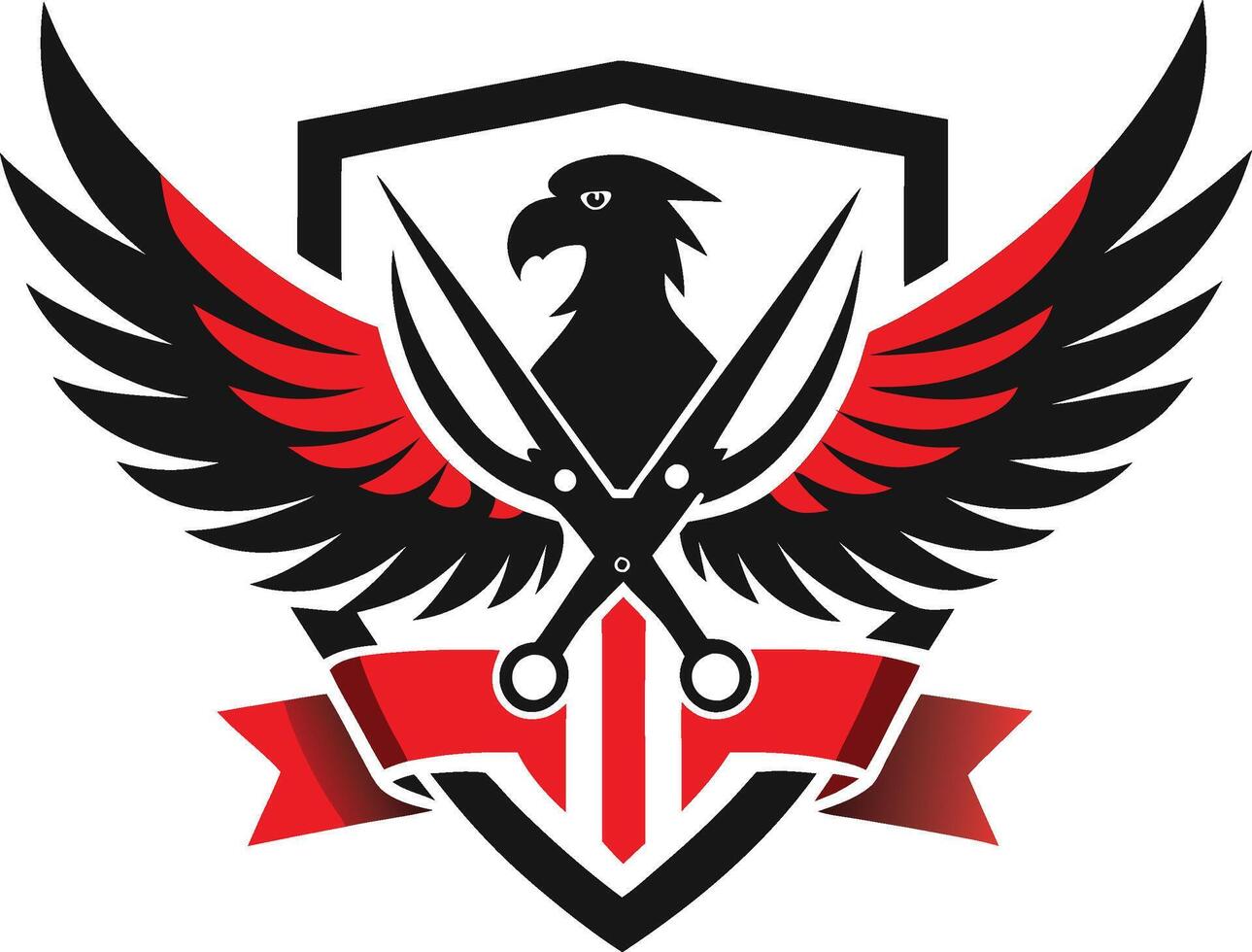 Bold Bird Mascot with Shield and Wings vector