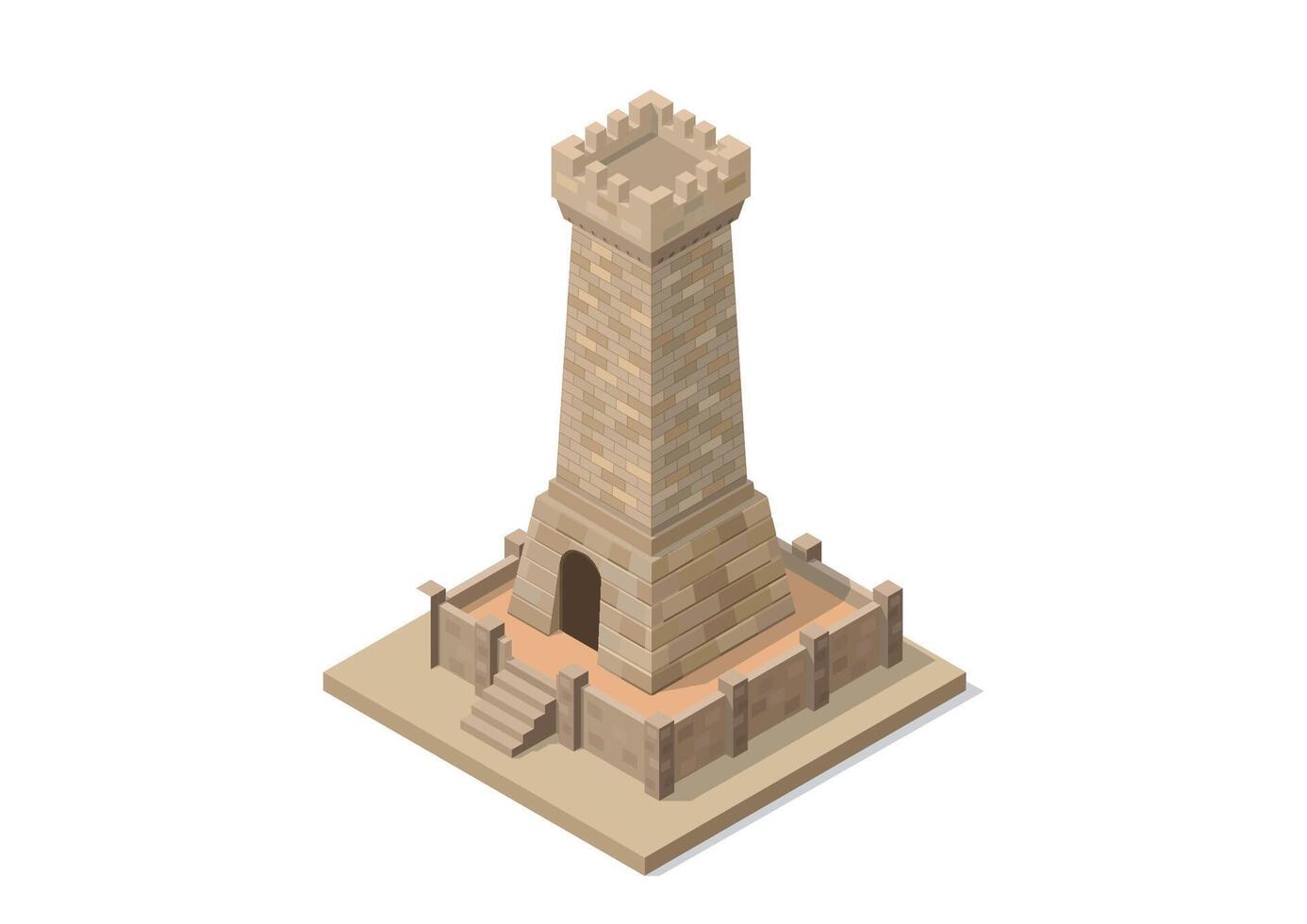 isometric ancient tower castle vector
