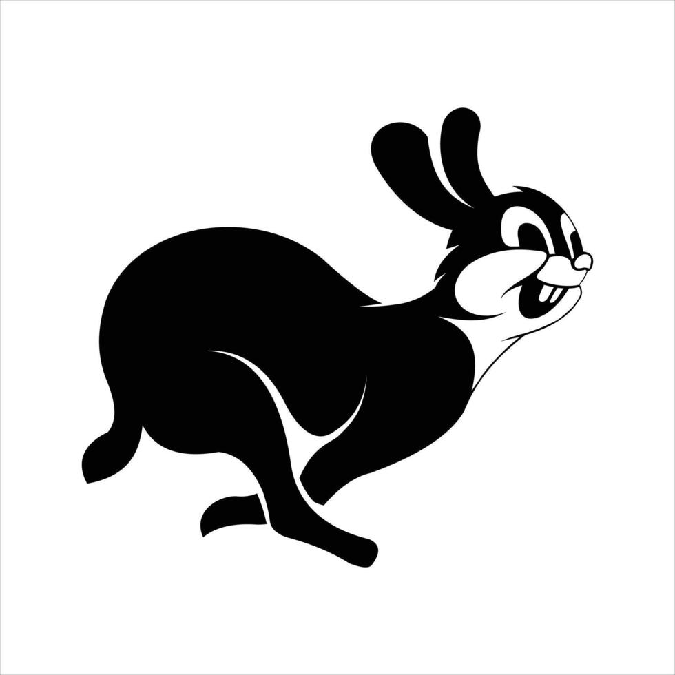 Black and white rabbit logo on white background vector