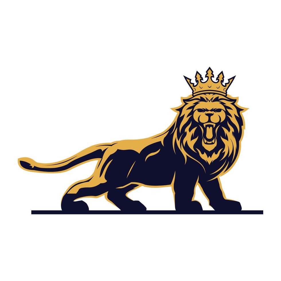 Lion king with crown illustration vector