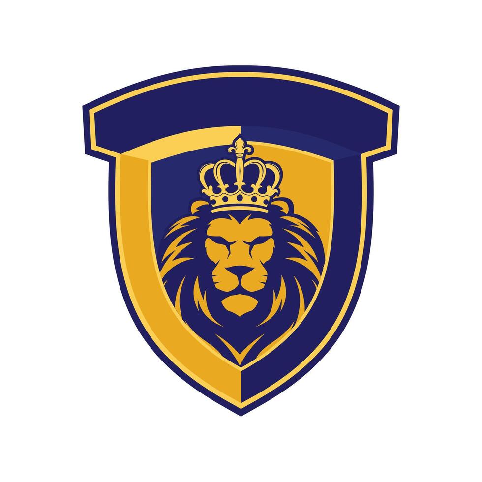 Lion head crest shield emblem illustration vector