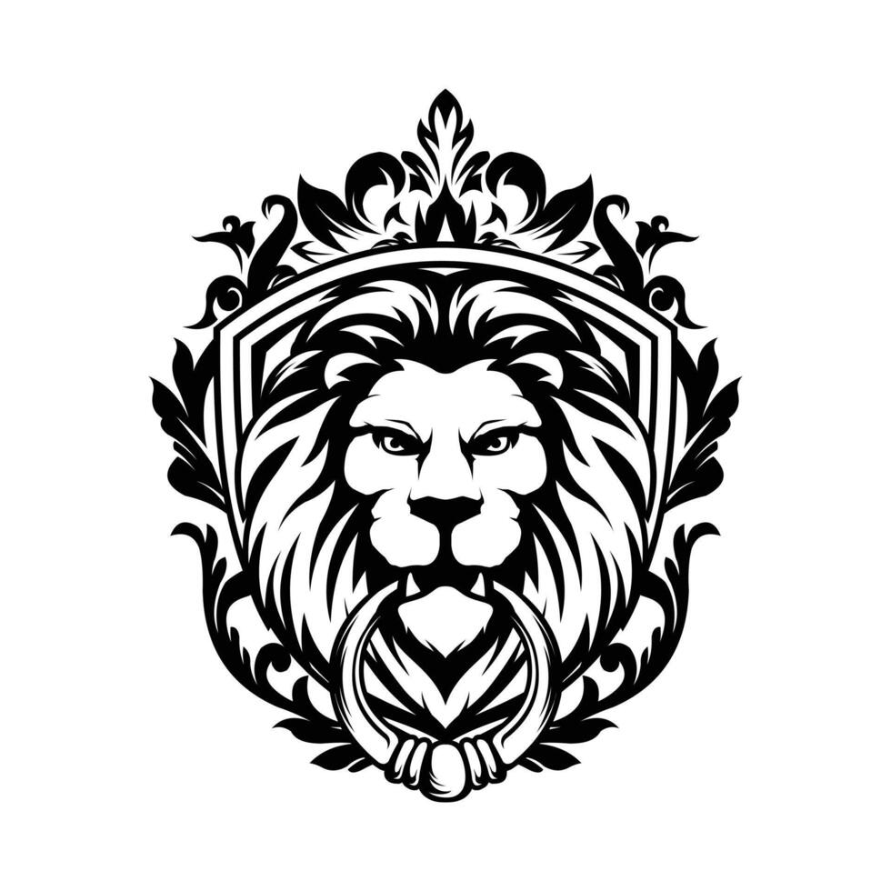 Lion head with ring vector