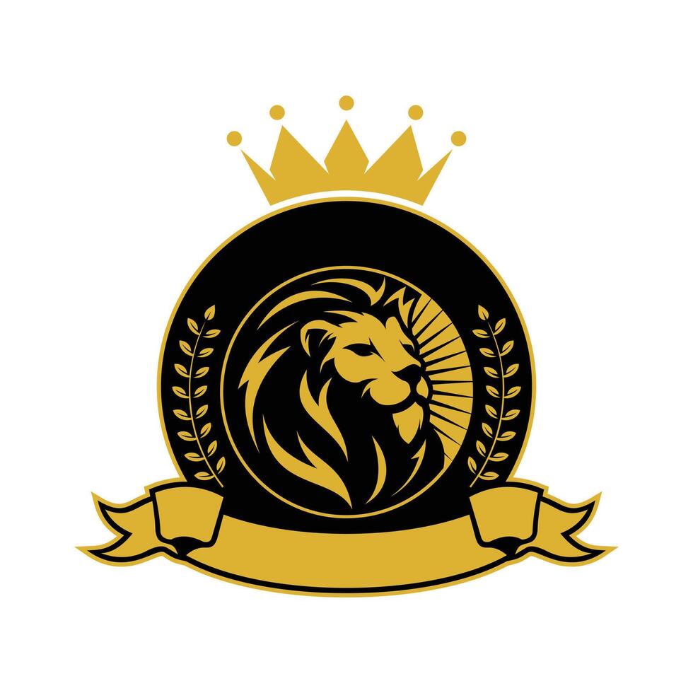 Lion head with crown illustration vector