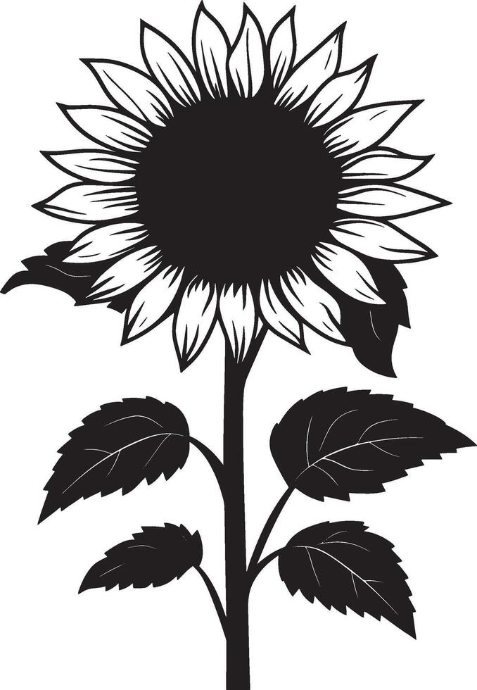 Sunflower simple silhouette black illustration vector