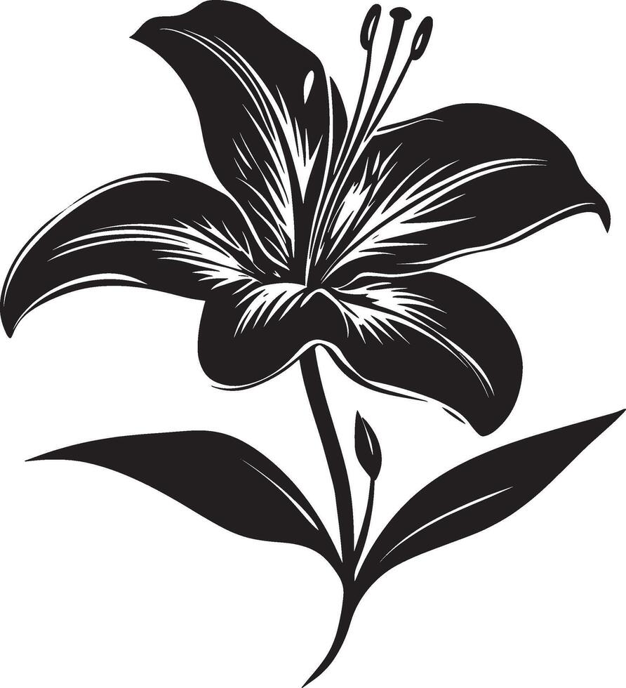Lily flower icon black illustration vector