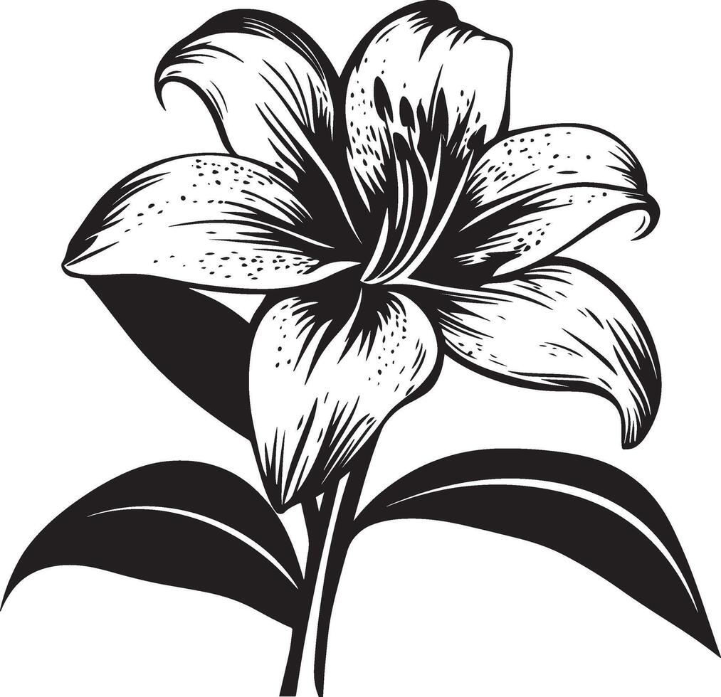 Lily flower symbol in black style vector