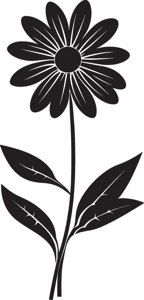 Black illustration of a simple daisy flower silhouette vector