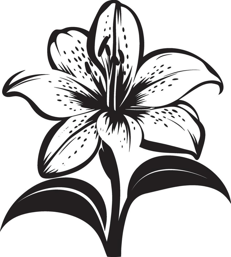 Black illustration of a simple lily flower silhouette vector