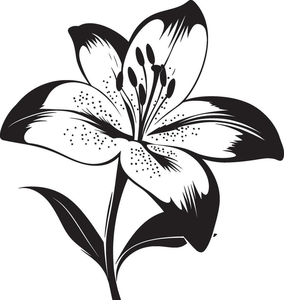 Minimalist black silhouette of a lily flower in format vector