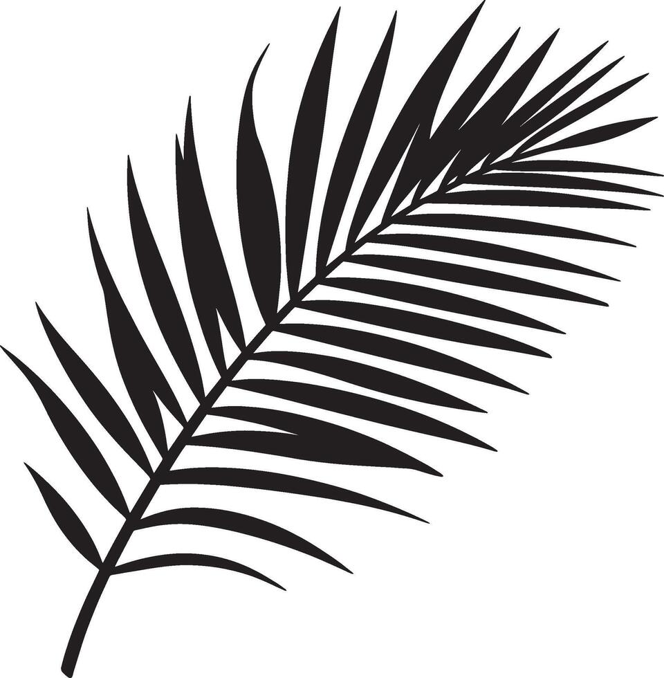 Black illustration of a simple palm leaf silhouette vector
