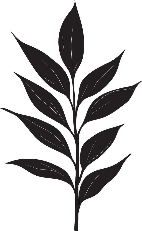 Dracaena leaf symbol in black style vector