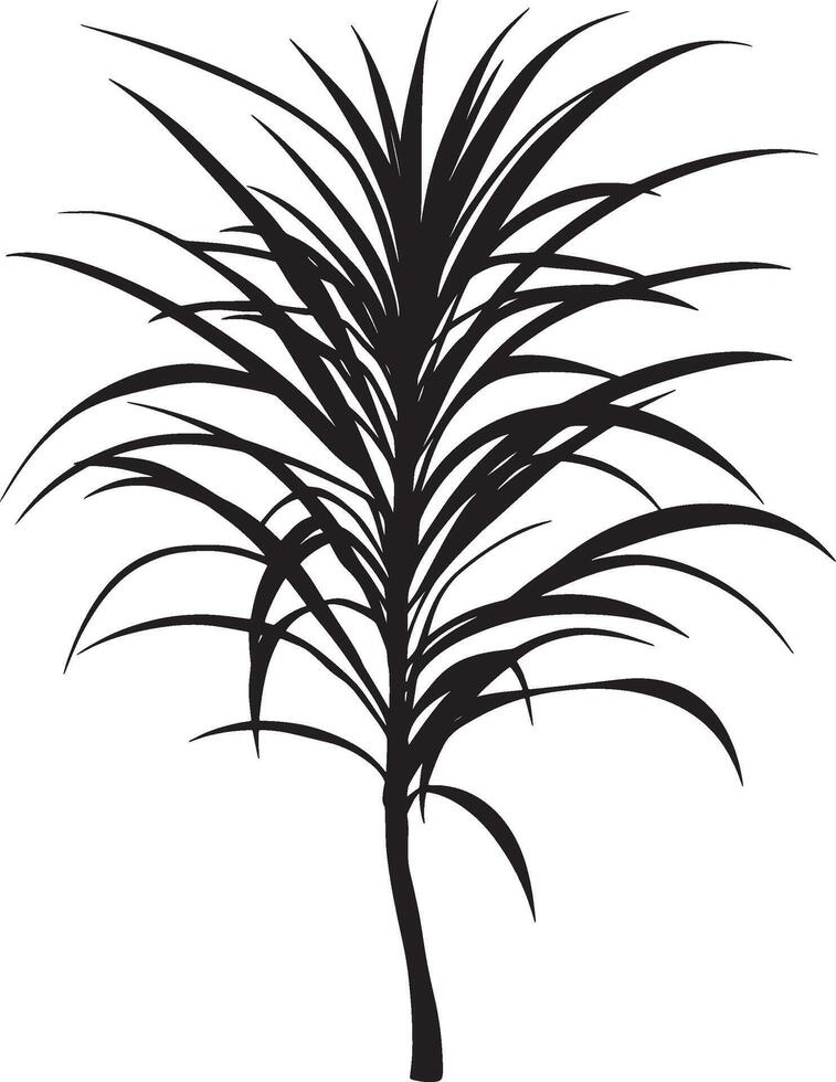 Black illustration of a simple Dracaena leaf silhouette vector