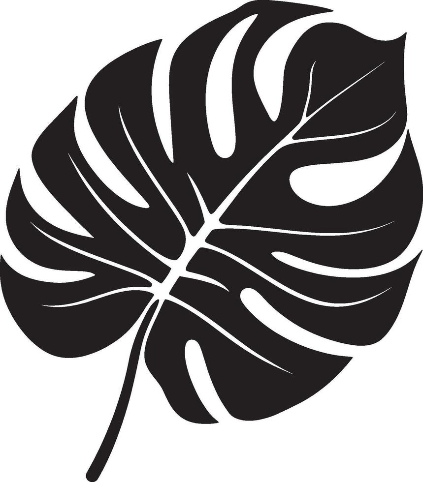 Black illustration of a palm leaf icon vector