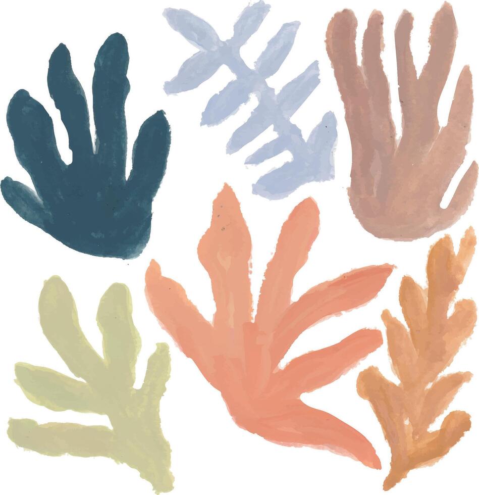 a set of watercolor leaves with different colors vector
