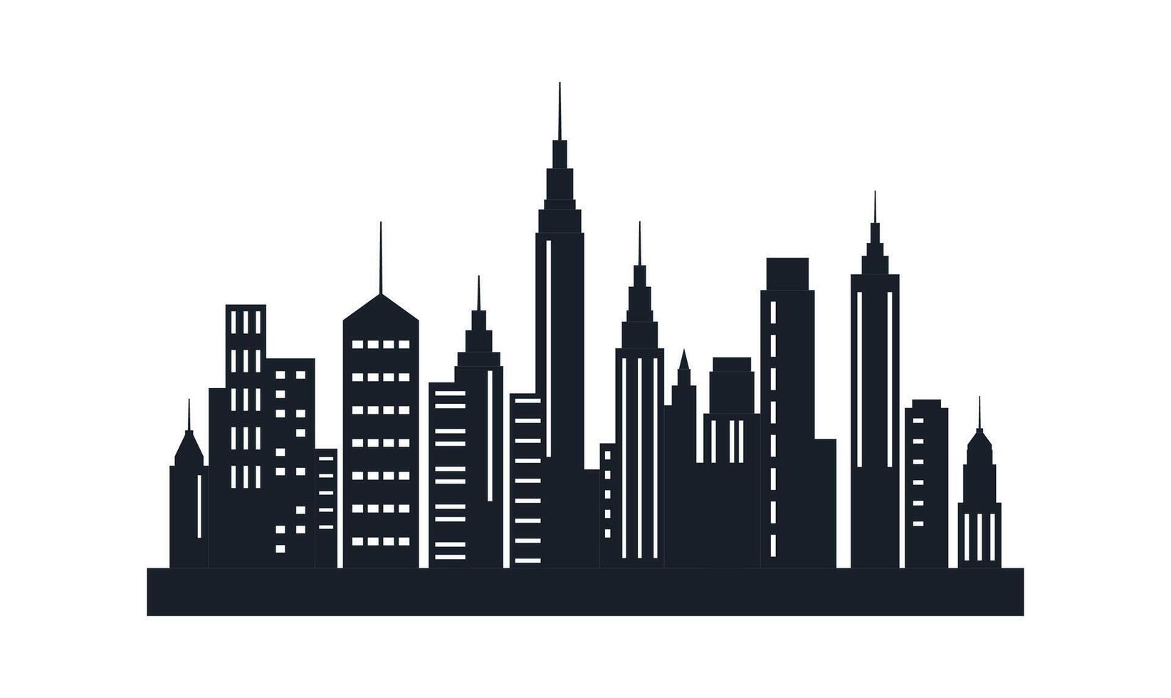 Silhouette of Cityscape Skyscrapers Buildings Scenery Landscape Wallpaper in Modern City Town vector