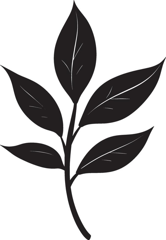 Black illustration of a Ginger plant leaf icon vector
