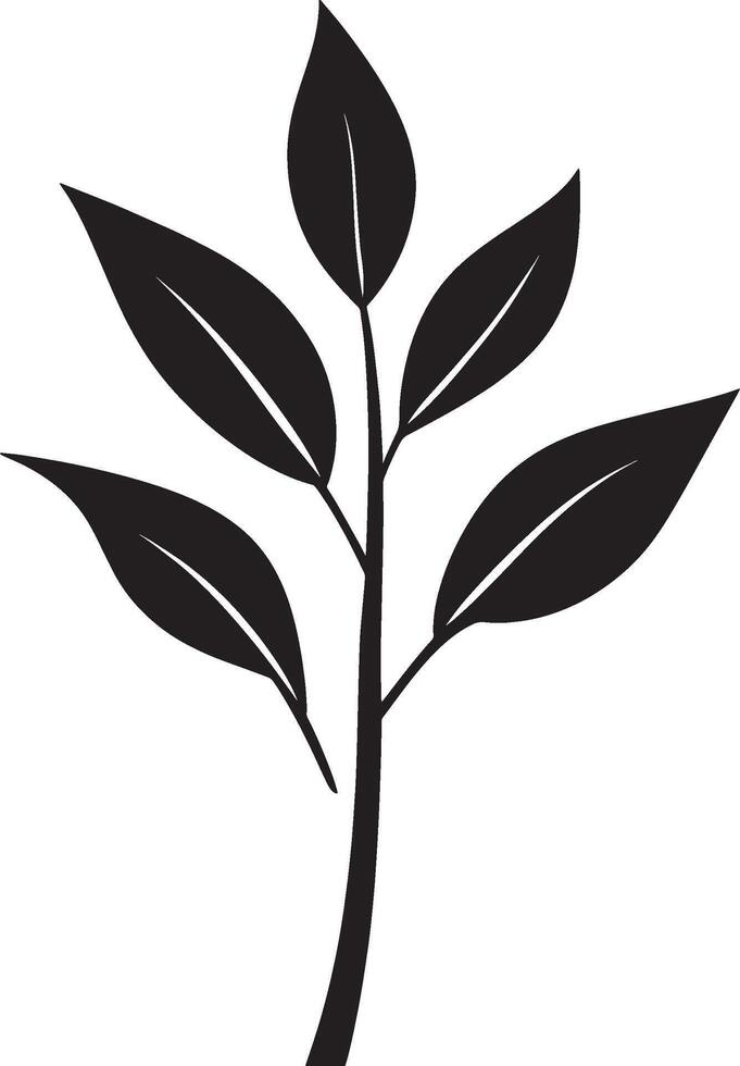 Ginger plant leaf symbol in black style vector