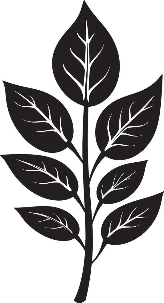 Simple black icon of a Ginger plant leaf vector