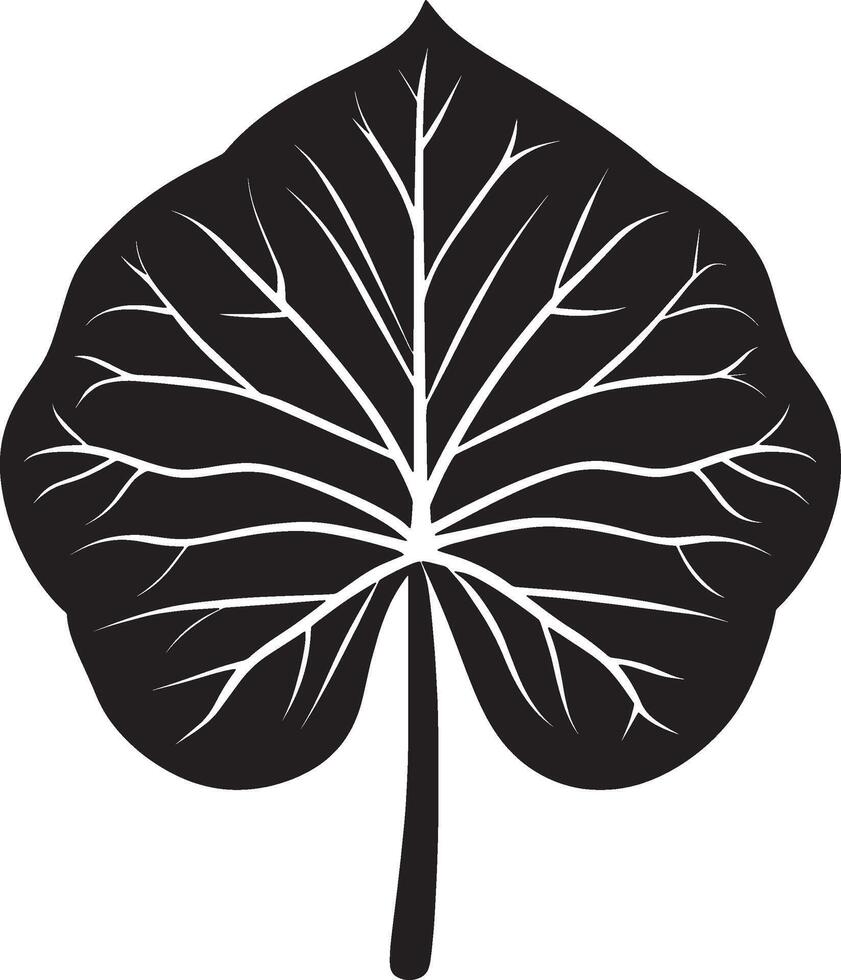 Minimalist black icon of a taro leaf vector