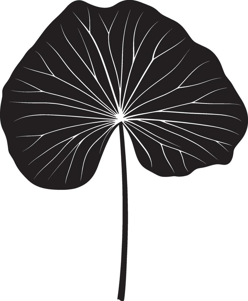 Minimalist black silhouette of a Taro leaf in format vector