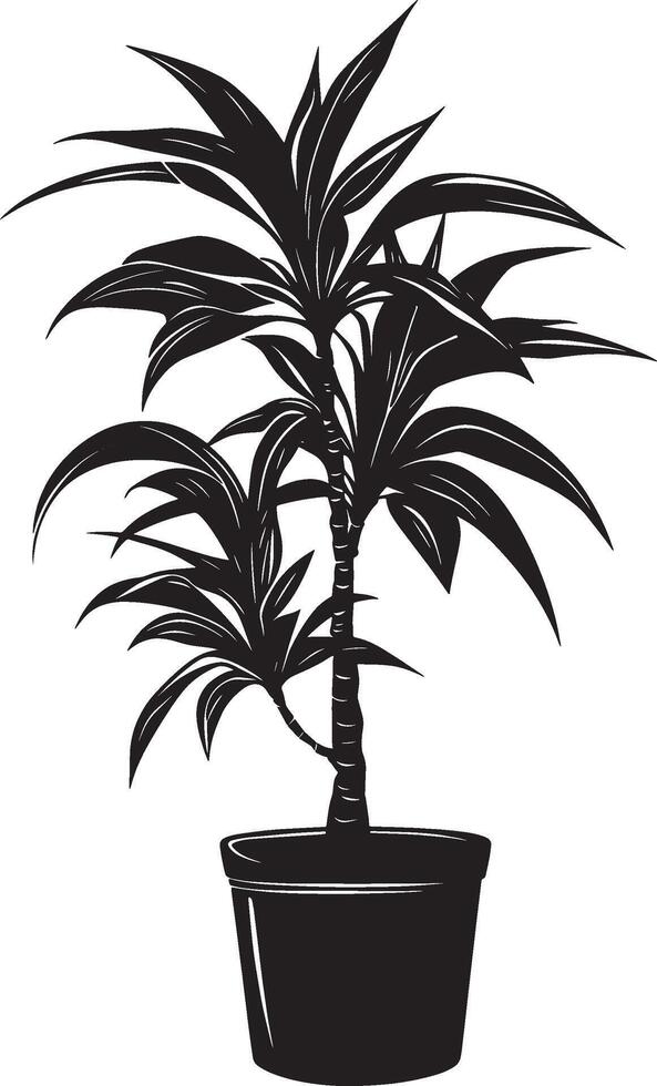 a black and white illustration of a potted plant vector