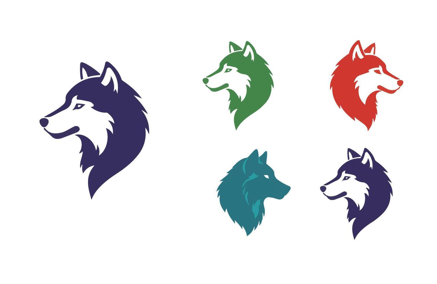 Wild Spirit Wolf Face Logo Illustration Pack vector