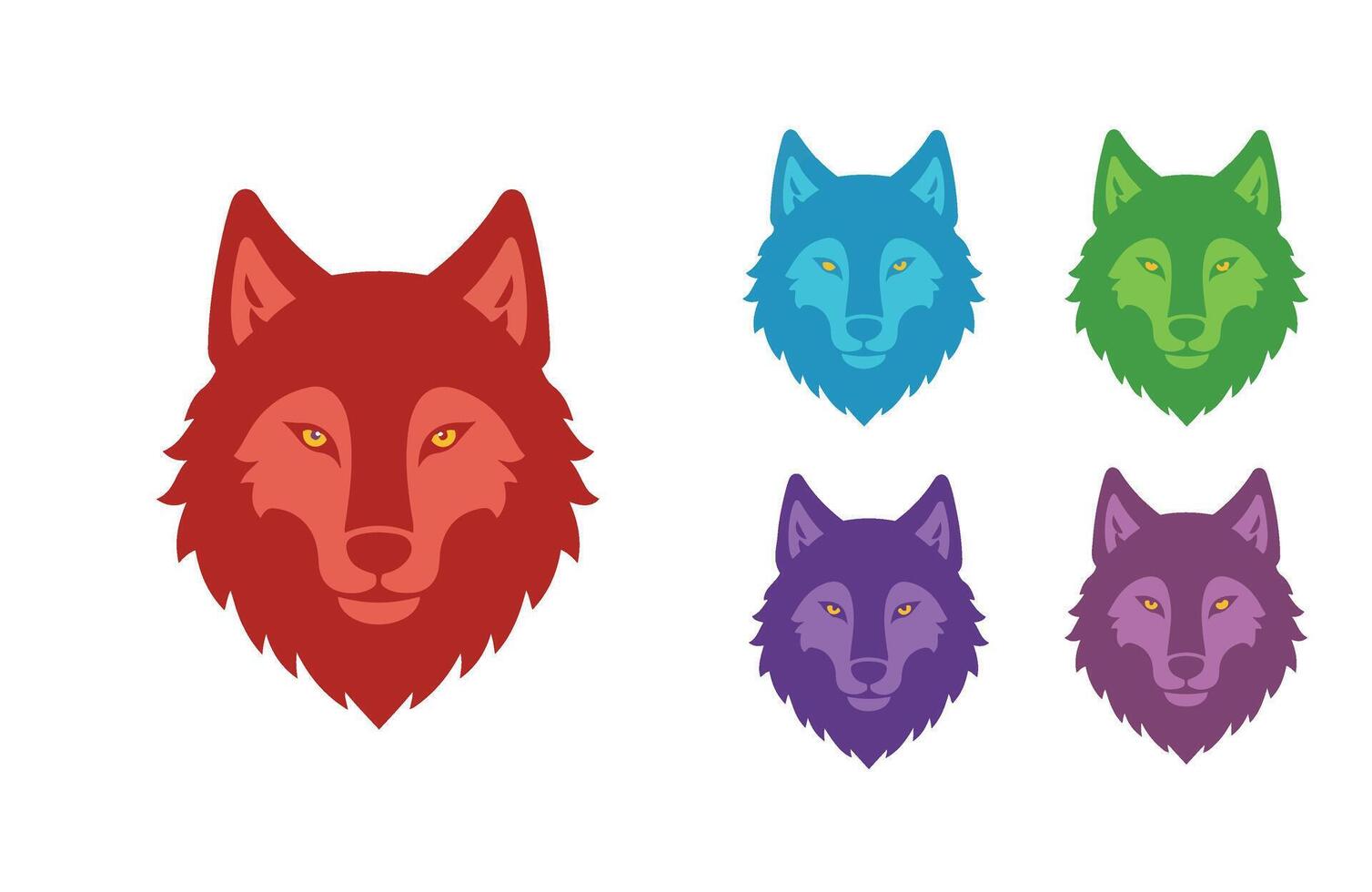 Intimidating Wolf Head Logo Illustration Pack vector