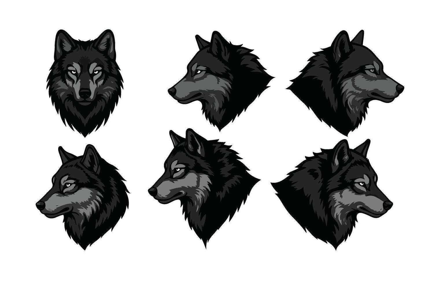 Fierce Wolf Face Logo Collection Illustration vector