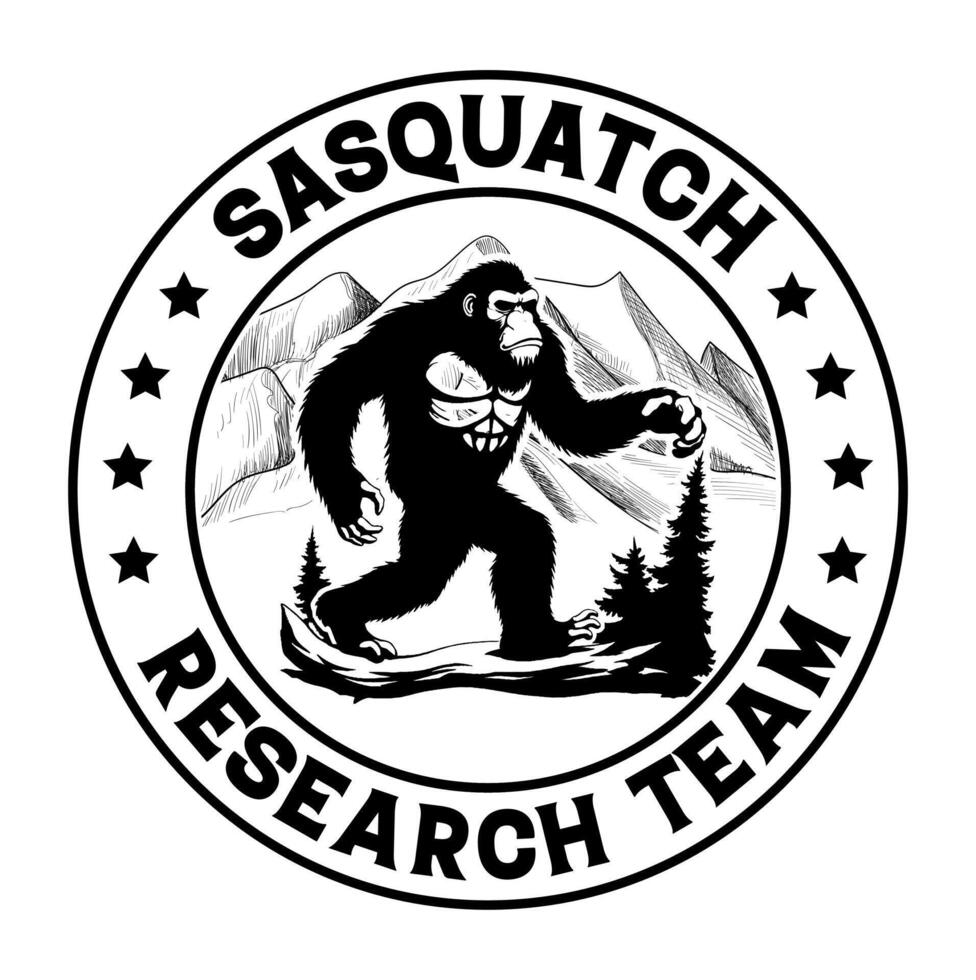 Sasquatch research team Bigfoot design vector