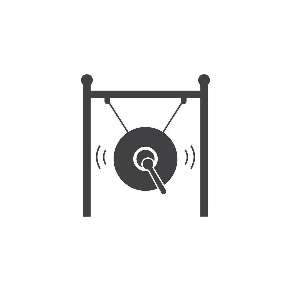 Gong with mallet hanging on a frame vector