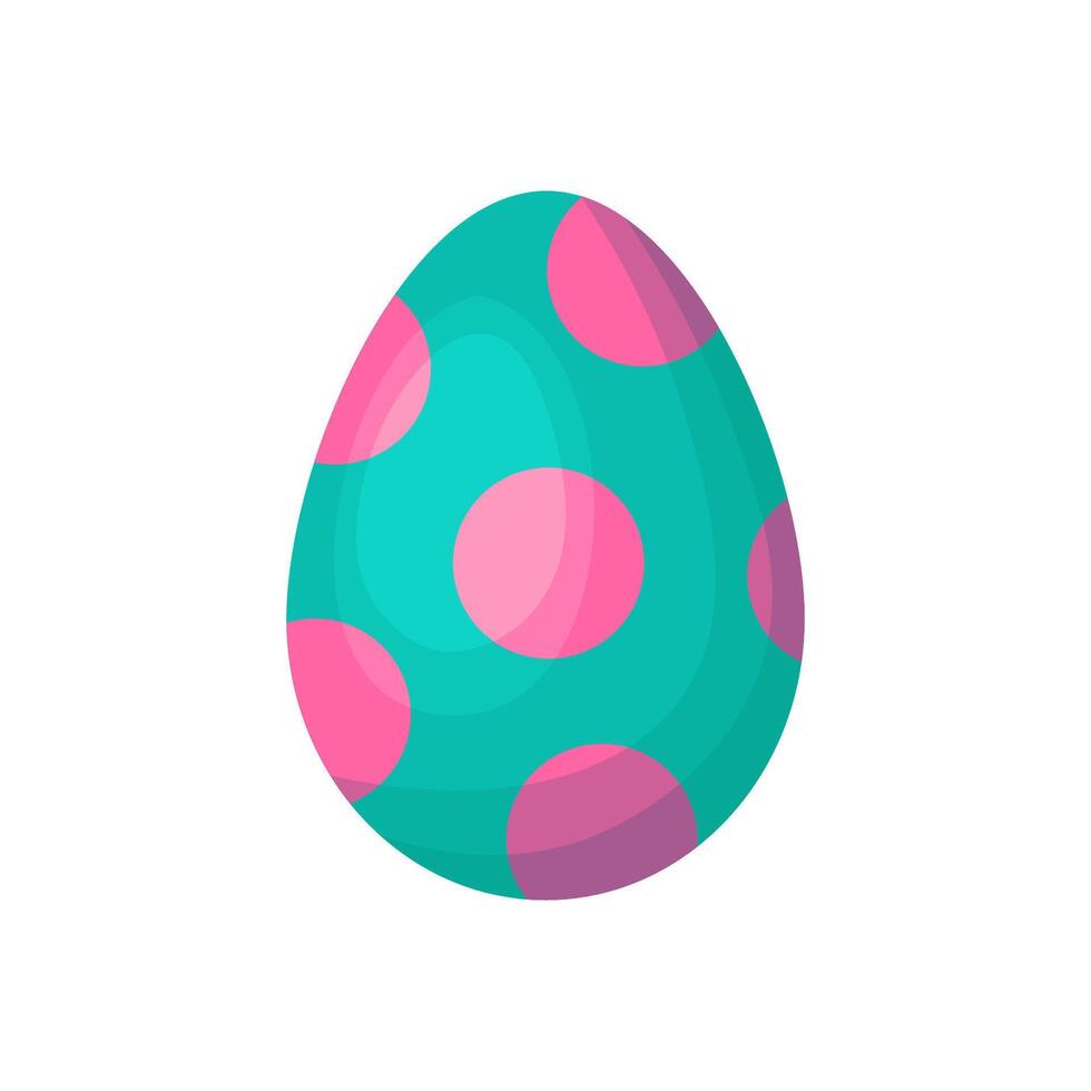 Polka Dot Easter Egg Clipart. In a hand-drawn style Turquoise egg color. stock image isolated on white background. vector