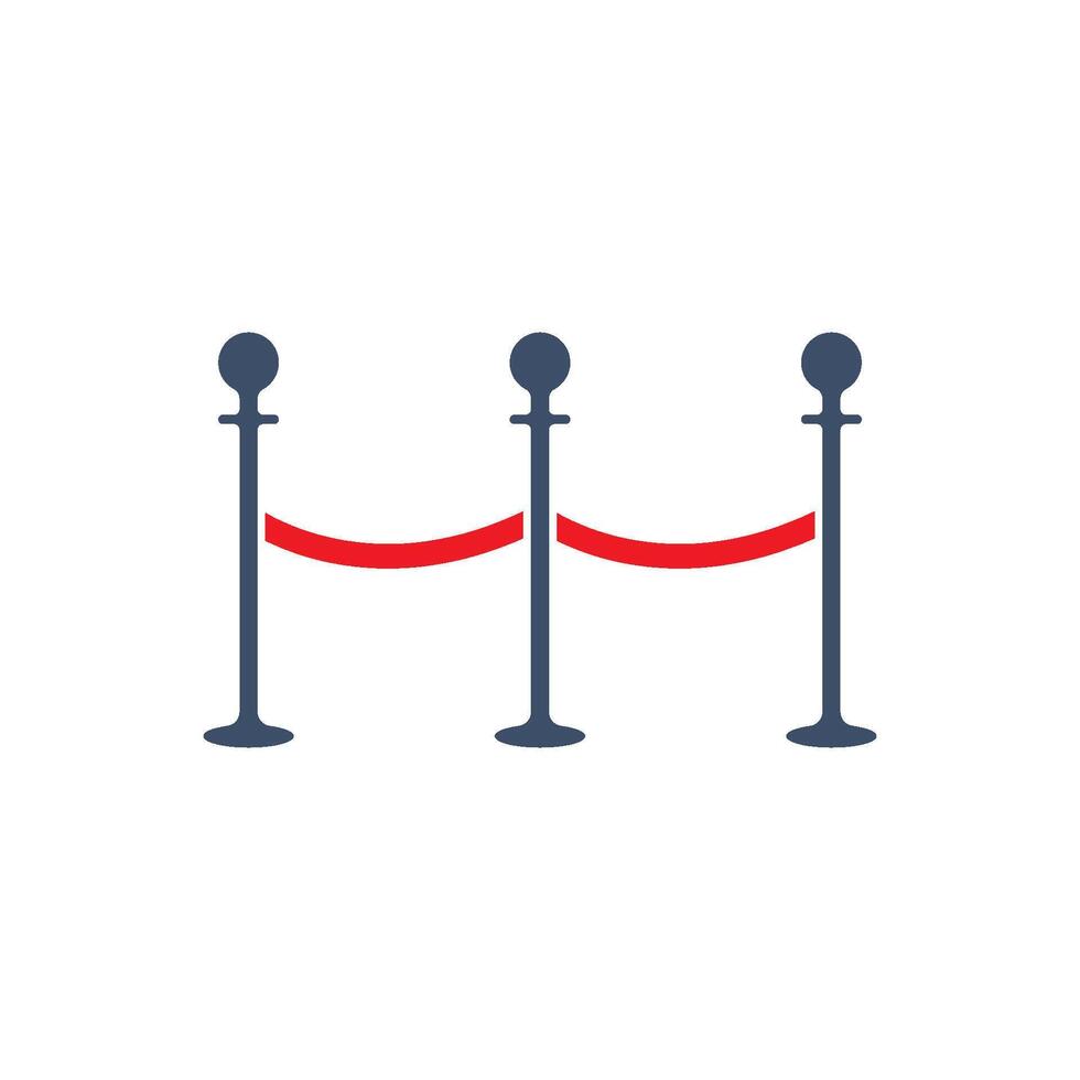 Three stanchions with red rope vector
