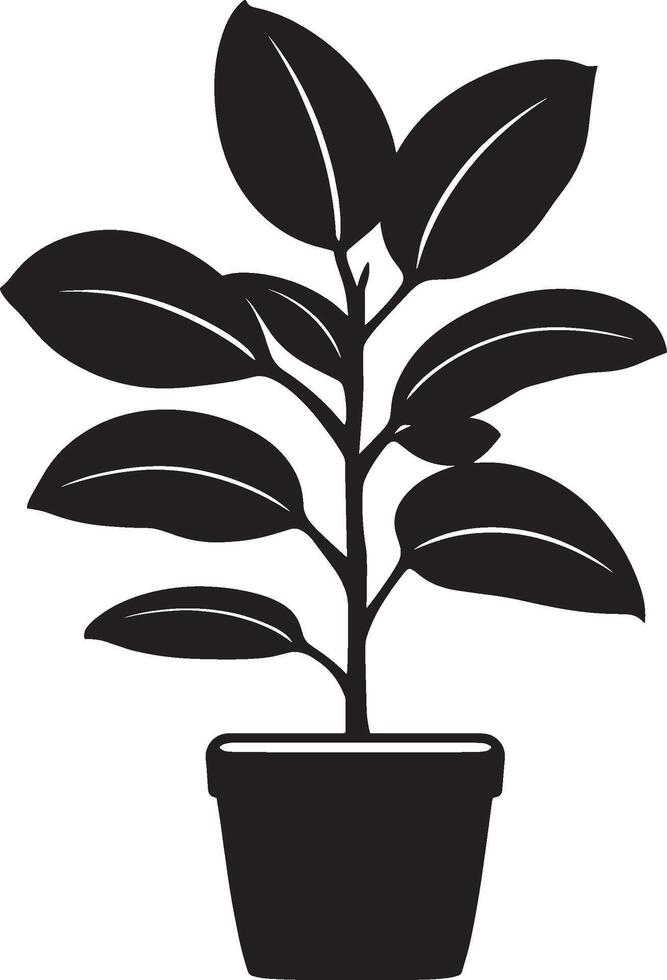 Black illustration of a rubber plant icon vector