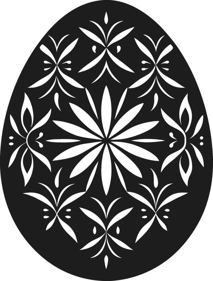 Elegant Silhouette Easter Egg with Intricate Floral Patterns Illustration vector