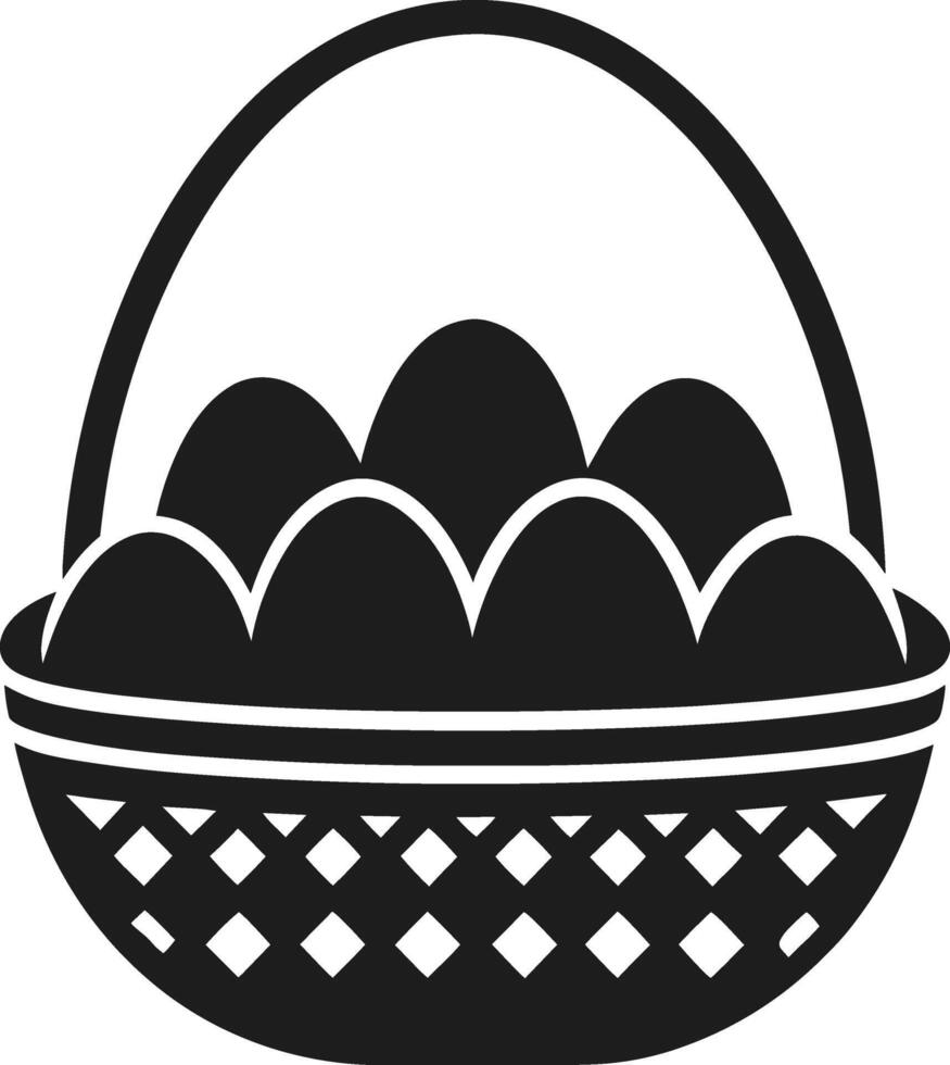 Easter Basket Silhouette with Simple Egg Design vector