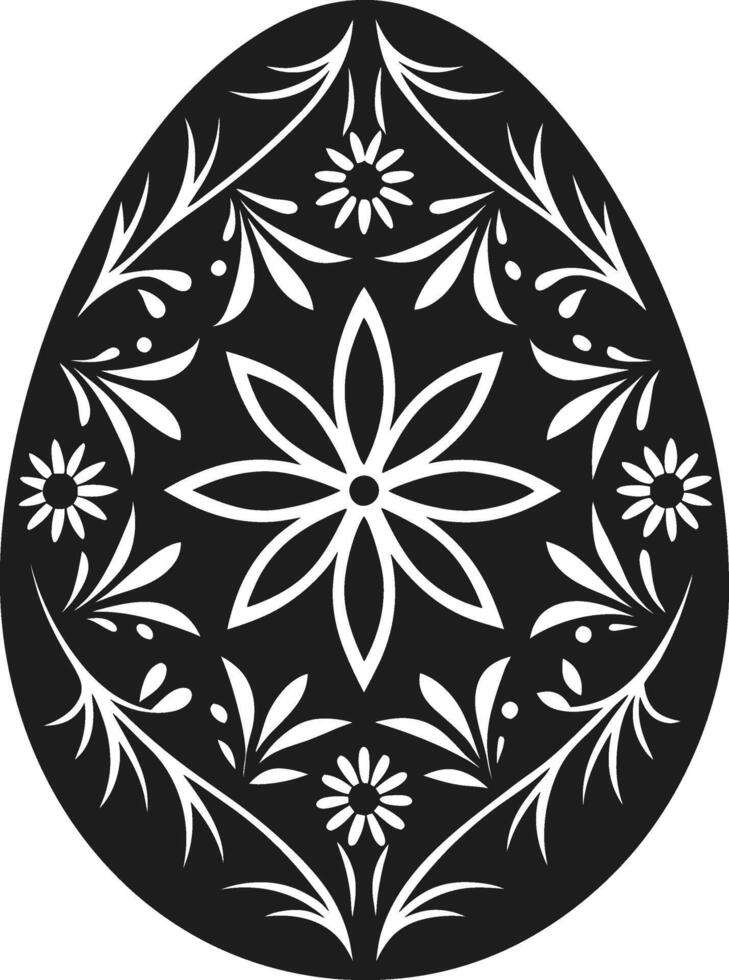 Intricate Silhouette Easter Egg with Floral Ornament Design vector