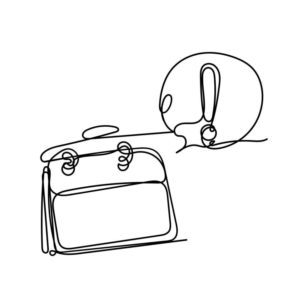 a drawing of a calendar with a speech bubble exclamation vector