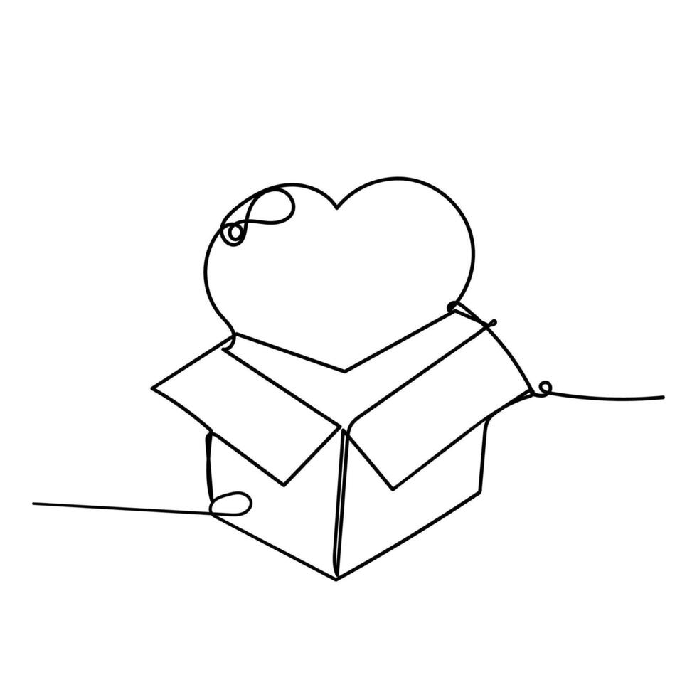 a line drawing of a heart in a box doodle vector