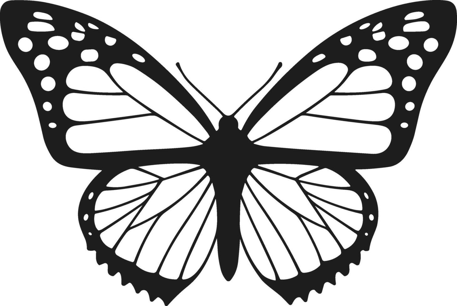 Elegant Butterfly Silhouette Illustration with Detailed Patterns vector