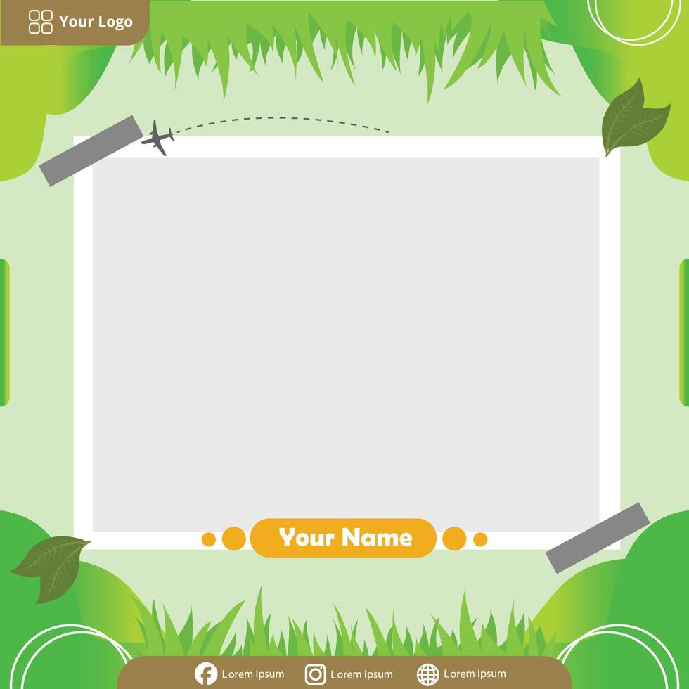 photo frame template with nature and plant background vector