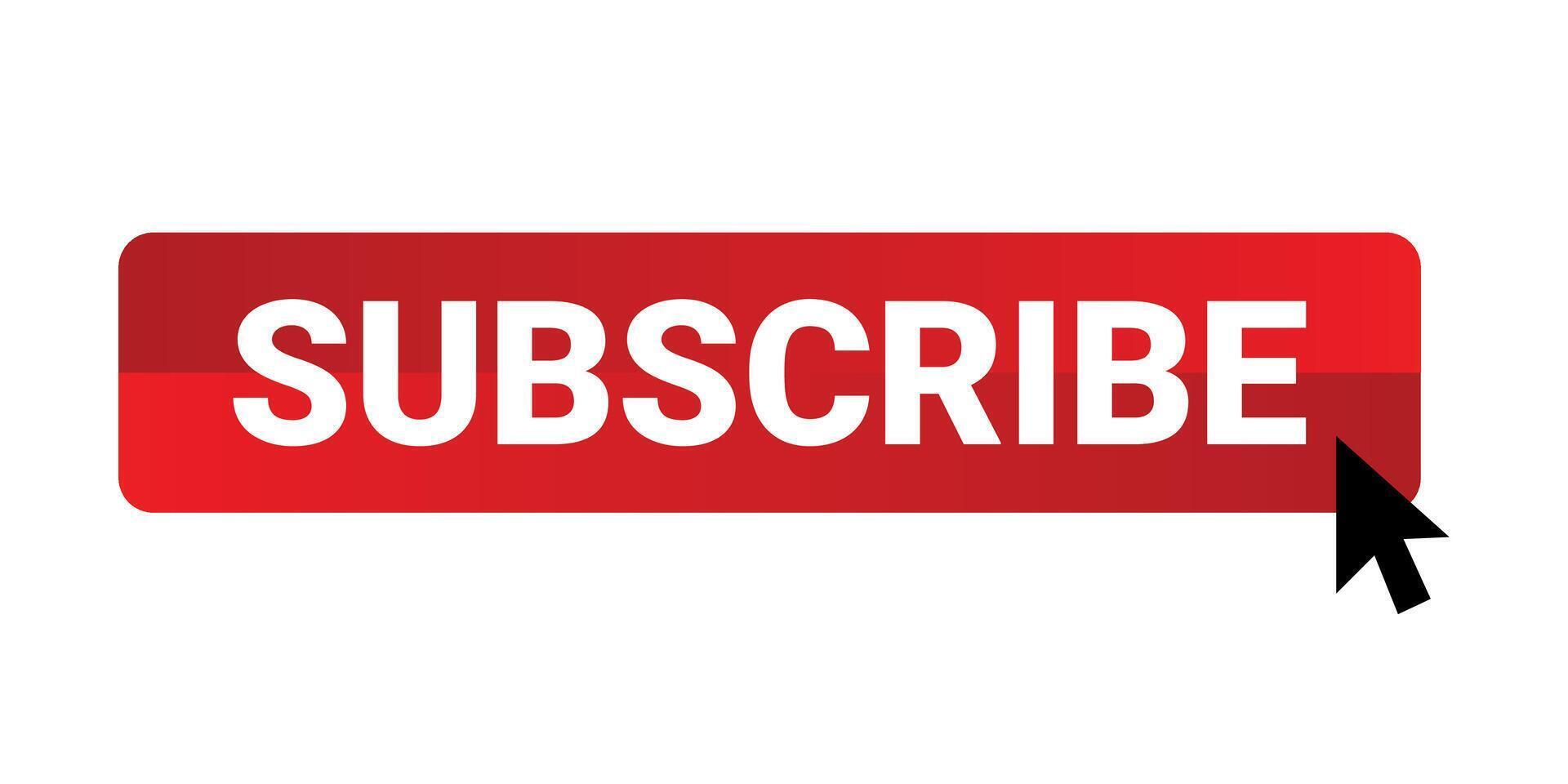 red subscribe button with arrow cursor vector