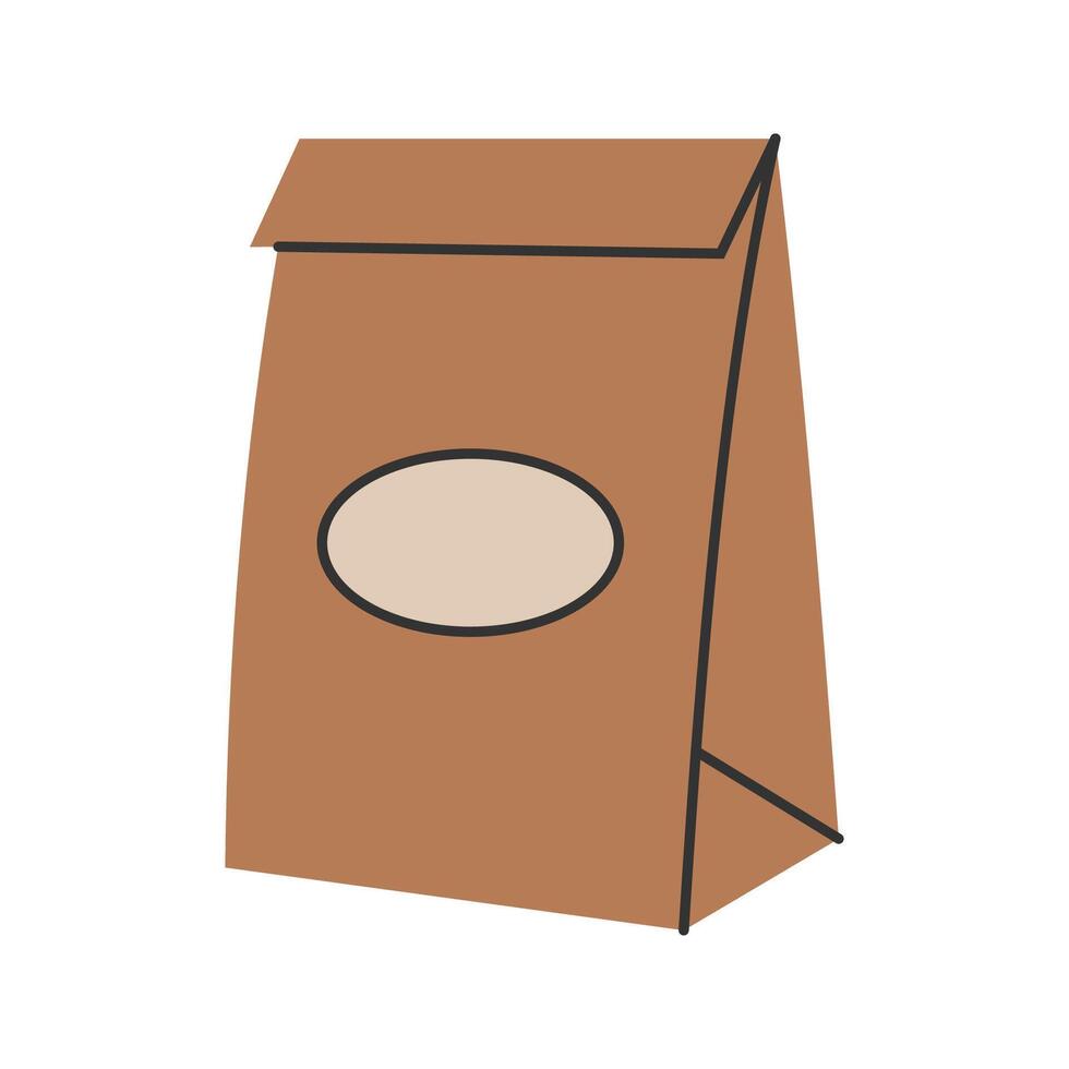 Paper Bag with Round Window, eco-friendly packaging solutions, perfect for branding and restaurant use. vector