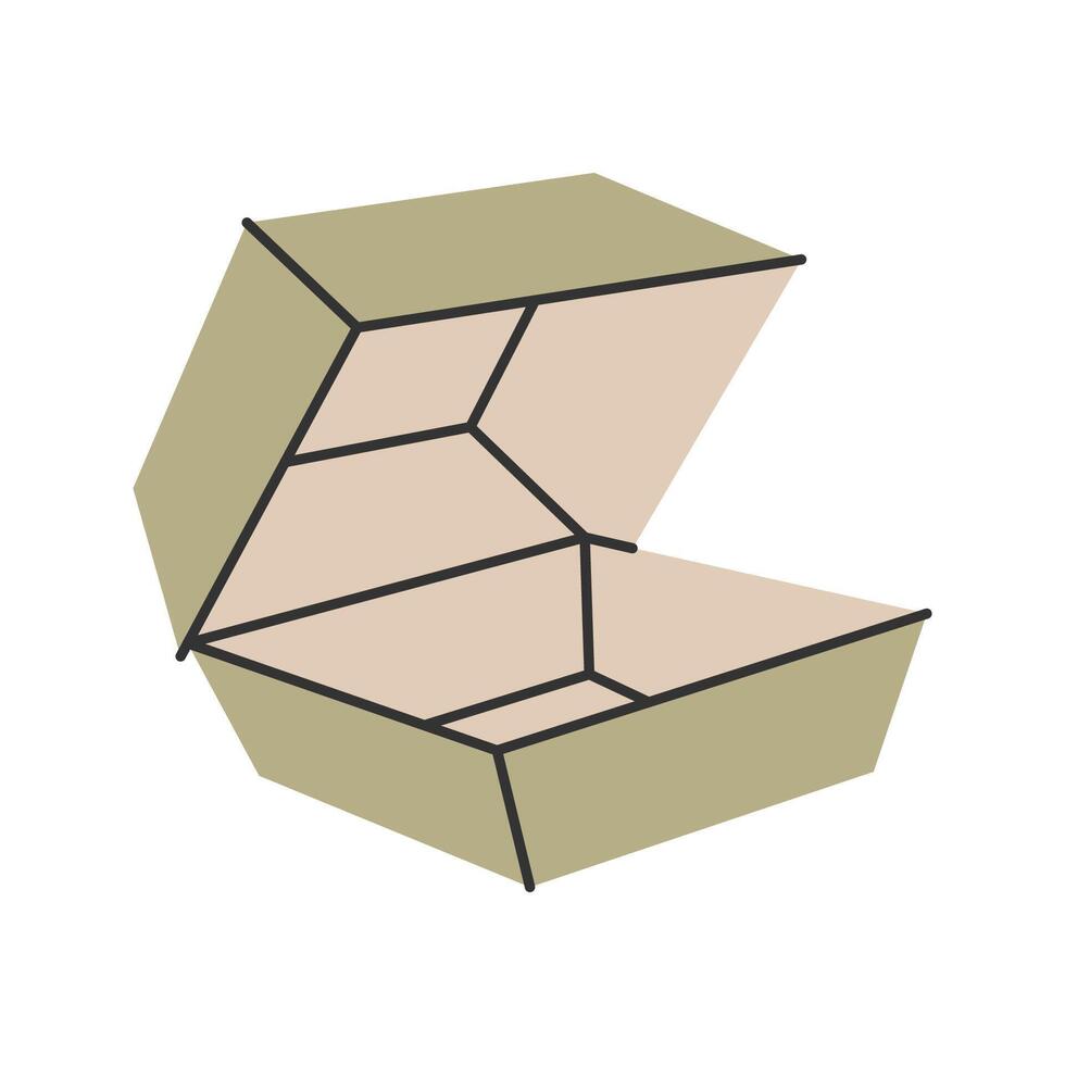 Square Folding Box, eco-friendly packaging solutions, perfect for branding and restaurant use. vector