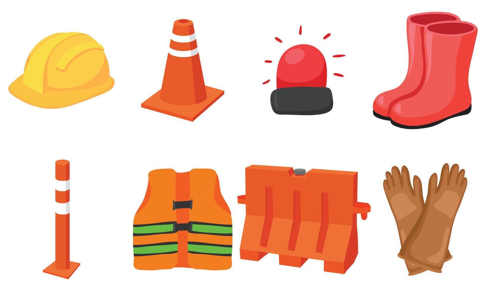 Road Barrier Icon Set Flat Design. vector