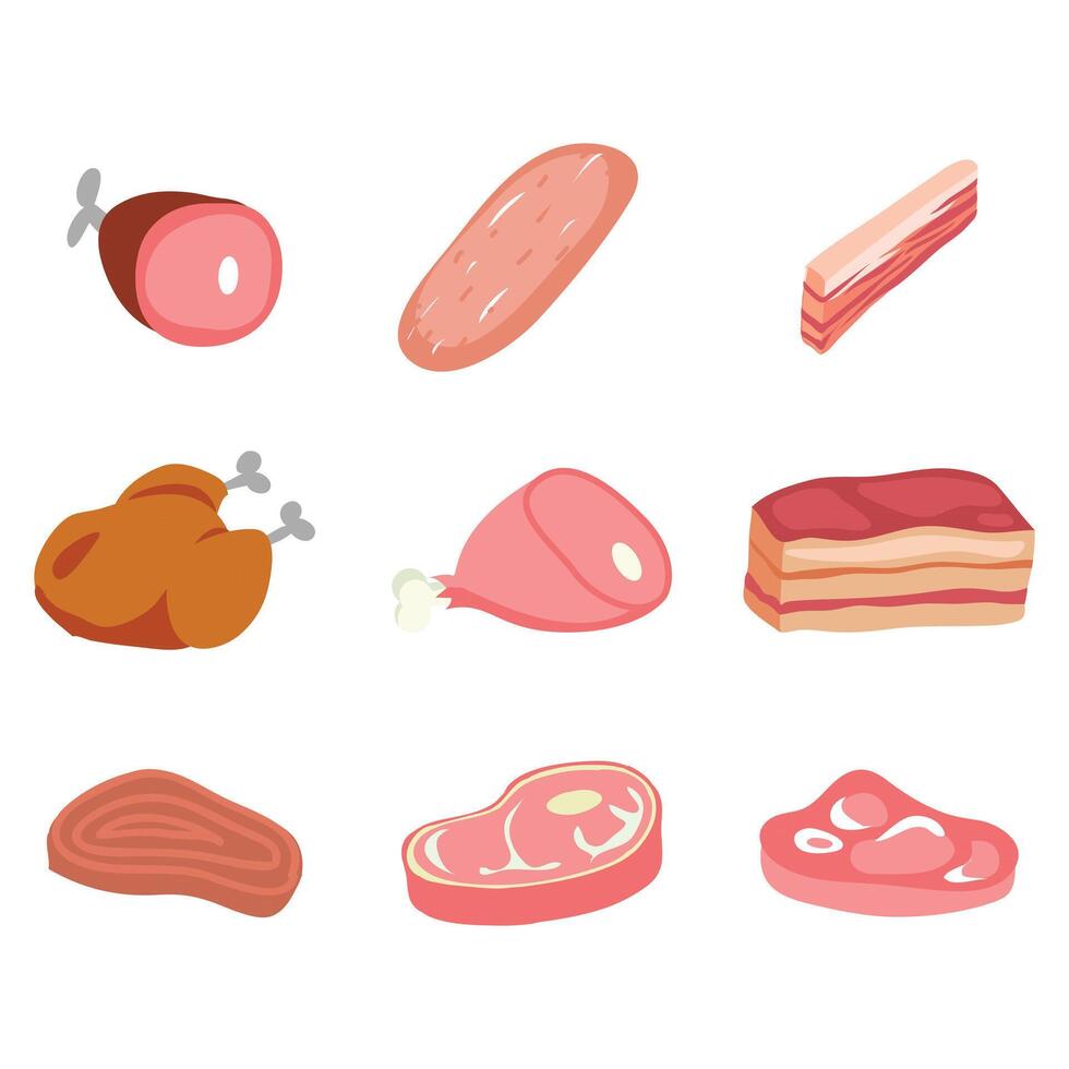 Different Kinds Of Bakery Items With loafs, Baguettes, Croissants And Cinnamon Rolls On Yellow Background vector