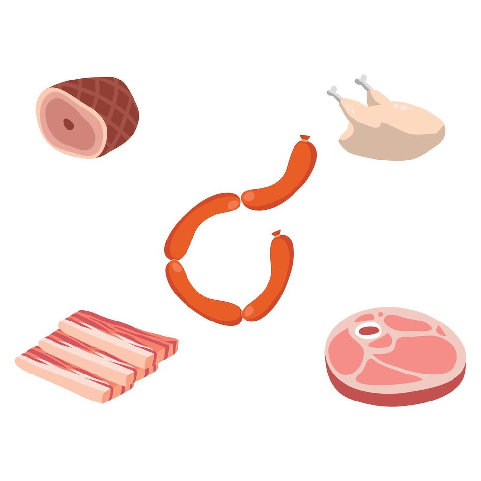 Bakery, dairy food, fruit and vegetables vector